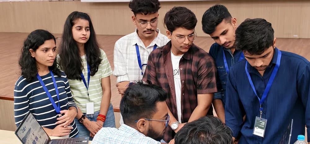 Teams building during an innovation hackathon