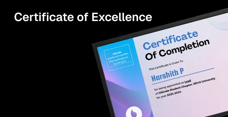 OSCode certificate of excellence